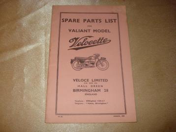 VELOCETTE Valiant Ancien Catalogue Pièces Détachées + Pub, Motoren, Handleidingen en Instructieboekjes, Ophalen of Verzenden, Overige merken