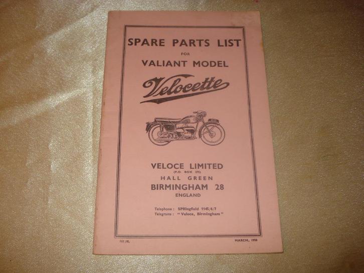 VELOCETTE Valiant Ancien Catalogue Pièces Détachées + Pub, Motoren, Handleidingen en Instructieboekjes, Overige merken, Ophalen of Verzenden
