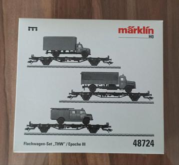 Märklin H0 - réf 48724
Coffret de wagons plats «THW».