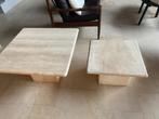 Travertin bijzettafels. Set van 2, Huis en Inrichting, Ophalen, Overige materialen, Gebruikt, 50 tot 75 cm