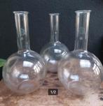 3 labo platbodem kolven, Ophalen of Verzenden, Zo goed als nieuw, Glas