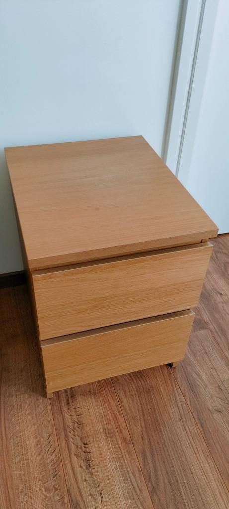 Dressoir met 2 laden, eikenfineer - MALM - Ikea, Huis en Inrichting, Kasten | Ladekasten, Gebruikt, Minder dan 100 cm, Minder dan 50 cm