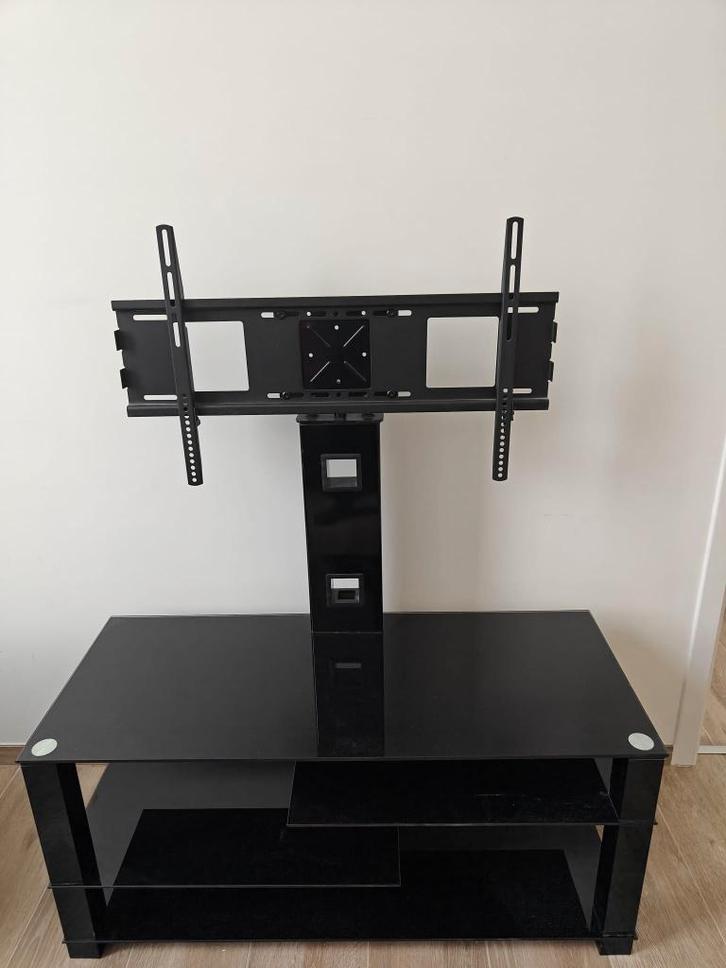 TV-meubel met draaibare TV-beugel – zwart glas, Huis en Inrichting, Kasten |Televisiemeubels, Zo goed als nieuw, Minder dan 50 cm