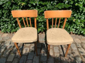 2 vintage KOK stoelen. Beukenhout met skai leren zitting. beschikbaar voor biedingen