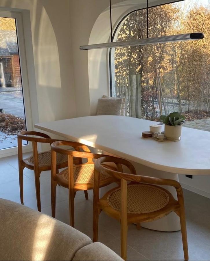 ronde houten eetkamerstoel met gewoven zitting, Antiek en Kunst, Antiek | Meubels | Stoelen en Sofa's, Ophalen of Verzenden