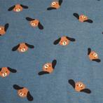 Promo! 4641) 145x50cm Katoenen flanel hondje blauw, Blauw, 120 cm of meer, Nieuw, Ophalen of Verzenden