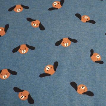 Promo! 4641) 145x50cm Katoenen flanel hondje blauw beschikbaar voor biedingen