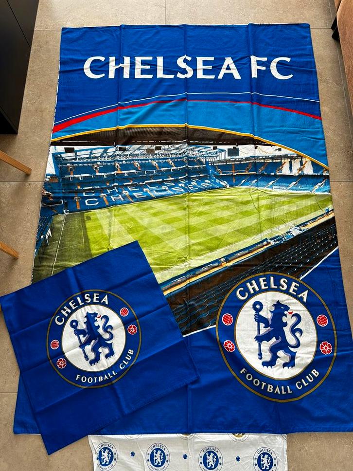 Dekbedovertrek FC Chelsea - 1 persoons, Kinderen en Baby's, Kinderkamer | Beddengoed, Zo goed als nieuw, Dekbedovertrek, Blauw