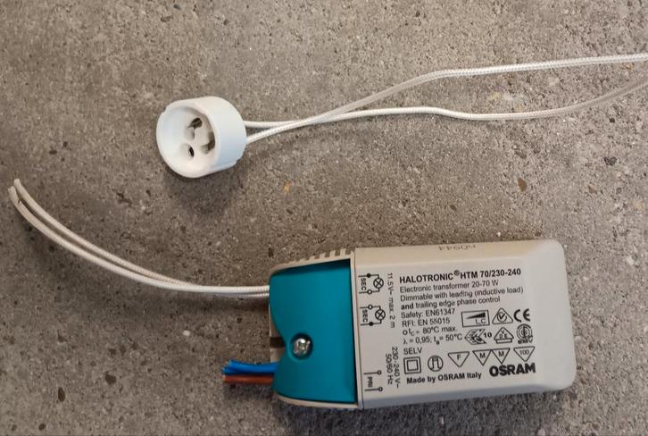 Transfo Osram Halotronic met bijhorende sockets, Doe-het-zelf en Bouw, Elektriciteit en Kabels, Gebruikt, Ophalen