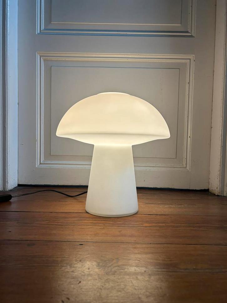 Vintage glas mushroom tafellamp – Limburg - 1960/70s, Huis en Inrichting, Lampen | Tafellampen, Zo goed als nieuw, Minder dan 50 cm