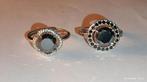 Twee sterling zilveren ringen met zwarte moissaniet diamant, Handtassen en Accessoires, Ringen, Zwart, Nieuw, Ophalen of Verzenden