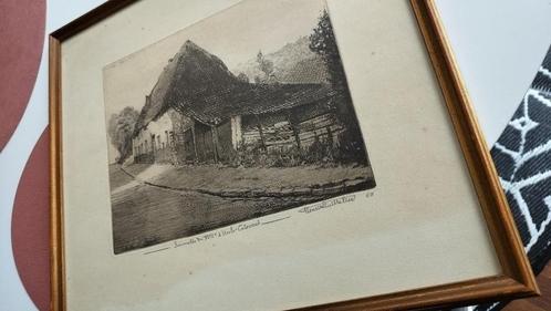 ETS Ferme du XVII S Uccle-Calevoet 1968 Quittelier Henri, Antiek en Kunst, Kunst | Etsen en Gravures, Ophalen of Verzenden