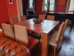 Eettafel + 8 stoelen 1m40, Huis en Inrichting, Tafels | Eettafels, 100 tot 150 cm, 100 tot 150 cm, Gebruikt, Overige houtsoorten