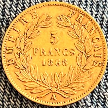 5 frank gouden munt Napoleon III 1868 A beschikbaar voor biedingen