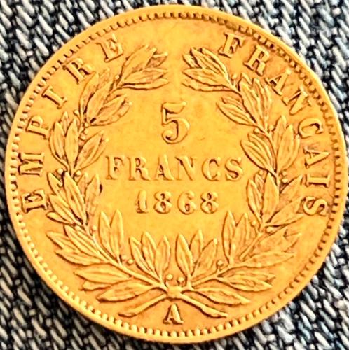 5 frank gouden munt Napoleon III 1868 A, Postzegels en Munten, Munten | Europa | Niet-Euromunten, Frankrijk, Goud, Ophalen of Verzenden