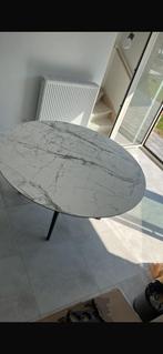 Eettafel wit-zwart marmer, Ophalen, 150 tot 200 cm, Rond, Nieuw