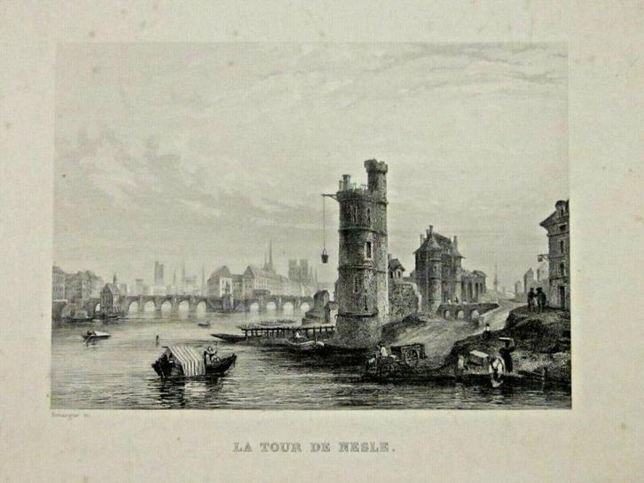 La Tour de Nesle Rouargue Lithographie XIXème Paris Médiéval, Antiquités & Art, Art | Lithographies & Sérigraphies, Enlèvement ou Envoi