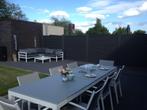 Glazen buitentafel 8 personen, Tuin en Terras, Tuintafels, Ophalen, Zo goed als nieuw, Rechthoekig, Metaal