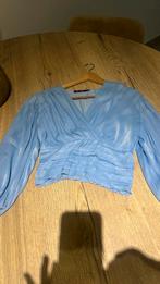 Damesblouse satijn blauw., Kleding | Dames, Topjes, Ophalen, Zo goed als nieuw, Maat 36 (S), Blauw