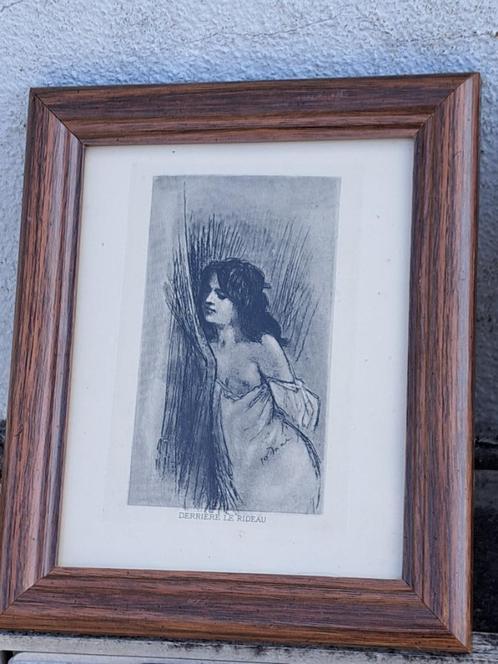 Gravure derriere le rideau de Félicien rops, Antiek en Kunst, Kunst | Etsen en Gravures, Ophalen of Verzenden