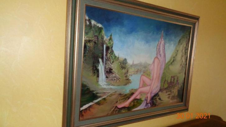 Klassiek schilderij André Vanderhaeghe, Antiek en Kunst, Kunst | Schilderijen | Klassiek, Ophalen