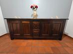 Massief houten tafel, dressoir, vitrine kast, salontafel, Ophalen, Gebruikt