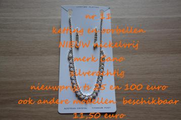 11. Juweelset : ketting en oorbellen , NIEUW , verzending in beschikbaar voor biedingen