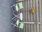 Terrasstoelen en tafeltje., Ophalen, Gebruikt, Metaal, Inklapbaar