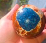 Blauwe apatiet in oranje calciet bol, Ophalen of Verzenden