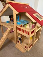 Maison de poupée en bois avec meubles et poupées, Enlèvement, Comme neuf, Maison de poupées