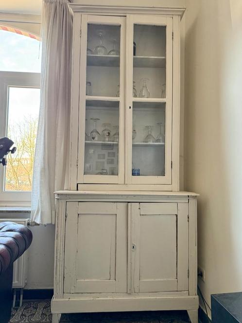 Vitrinekast - Antieke keukenkast, Huis en Inrichting, Kasten | Vitrinekasten, Gebruikt, 200 cm of meer, 100 tot 150 cm, 25 tot 50 cm