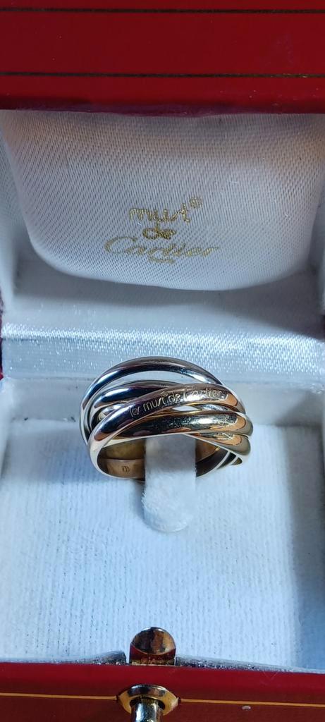Cartier,ring 18k ,mod- trinity., Handtassen en Accessoires, Ringen, Gebruikt, Dame, Kleiner dan 17, Goud, Goud, Met edelsteen