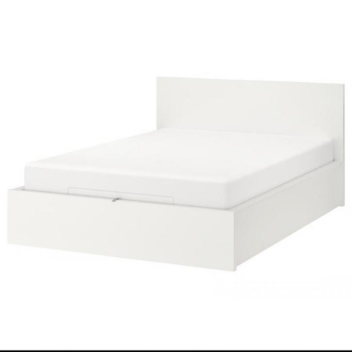 Ikea bed met opbergruimte 160x200, Huis en Inrichting, Slaapkamer | Bedden, Zo goed als nieuw, Tweepersoons, 160 cm, 200 cm, Wit