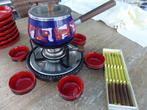 vintage fondueset, 6 sauspotjes, draaischijf, Antiek en Kunst, Ophalen