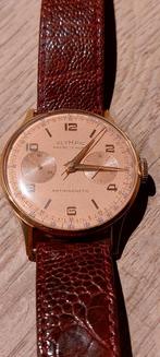 Zwitserse gouden chronograaf, Handtassen en Accessoires, Horloges | Antiek, 1930 tot 1960, Overige merken, Goud, Met bandje