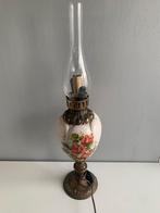 Ancienne lampe en faïence et cuivre (64 cm), Antiquités & Art
