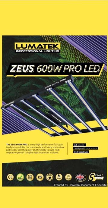 Lumatek Zeus 600w PRO beschikbaar voor biedingen