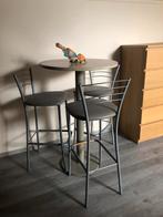 Bar(party)tafel met 3 barstoelen, Zo goed als nieuw, Ophalen