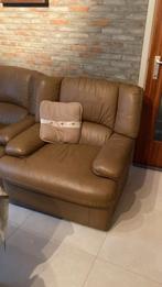 lederen salon (2 zit  - 1 zit) in prima staat, Ophalen, Zo goed als nieuw, Leer