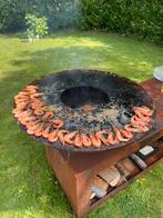 Bbq plancha vuurkorf cortenstaal, Tuin en Terras, Houtskoolbarbecues, Gebruikt, Ophalen