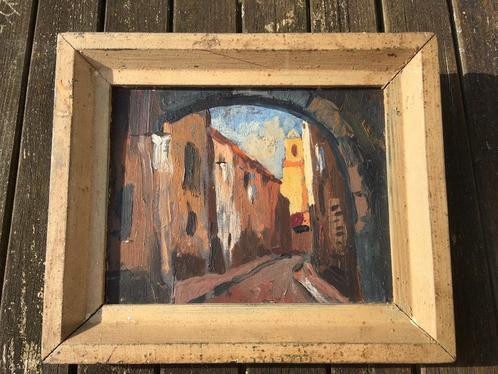 Richard Bressy : Vieille rue d’Huyères Côte d’Azur, Antiek en Kunst, Kunst | Schilderijen | Modern, Ophalen of Verzenden