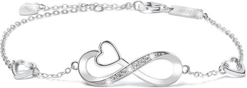 Aucuu Infinity Armband van 925 sterling zilver GRATIS LEVERI, Handtassen en Accessoires, Armbanden, Nieuw, Zilver, Zilver, Verzenden
