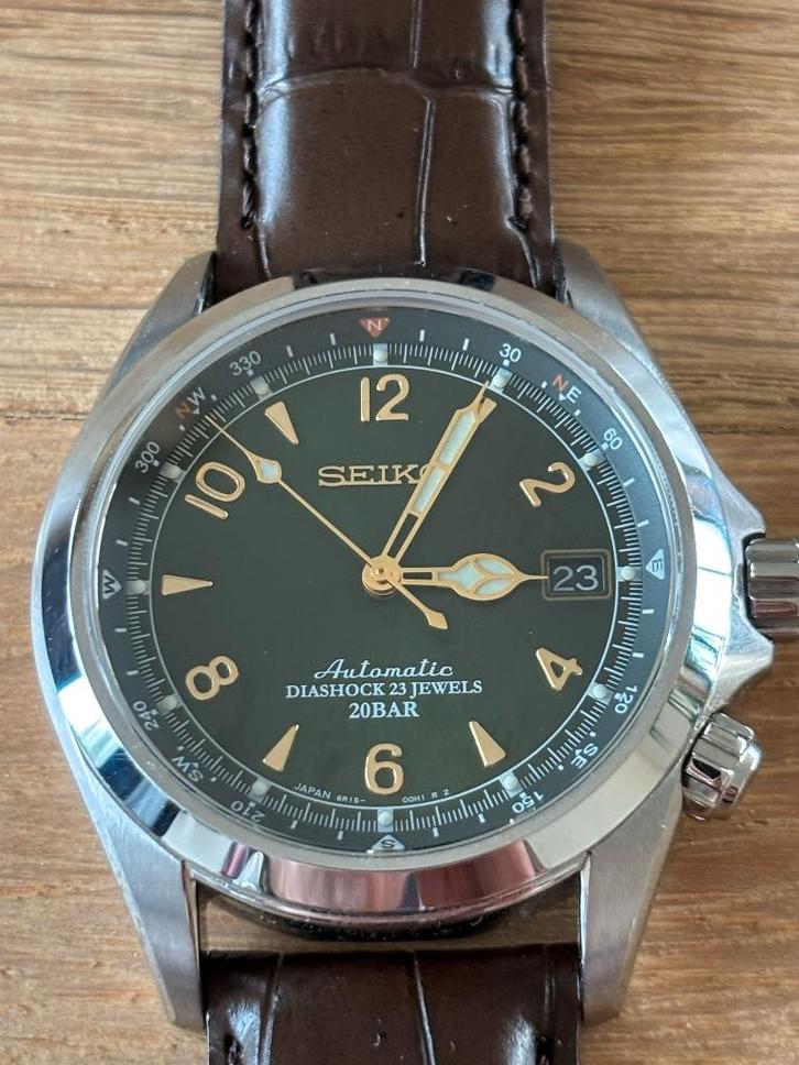 Seiko Alpinist sarb017, Handtassen en Accessoires, Horloges | Heren, Zo goed als nieuw, Polshorloge, Seiko, Staal, Leer, Ophalen of Verzenden