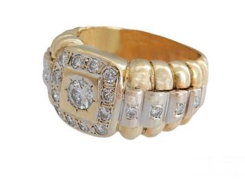 Zware 18k Gouden Herenring Ring 1.25 crt Diamanten