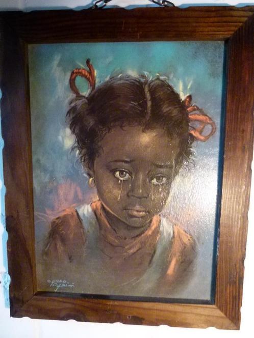 vintage kunstdruk ``huilend meisje`` 60er jaren, Verzamelen, Retro, Huis en Inrichting, Ophalen