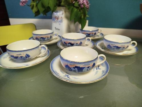 Set van 6 mooie oude aardewerken bekers van Sarreguemines, Antiek en Kunst, Antiek | Servies compleet, Verzenden