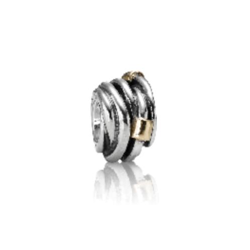 Pandora zilveren bedel met gouden blokjes, Handtassen en Accessoires, Bedels, Pandora, Zilver, 1 bedel, Ophalen of Verzenden