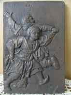 Albrecht Dürer antiek brons reliëf Boerenpaar dansend 10x15, Antiek en Kunst, Ophalen of Verzenden, Brons