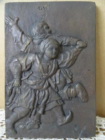 Albrecht Dürer antiek brons reliëf Boerenpaar dansend 10x15 beschikbaar voor biedingen