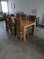 Tafel met 6 stoelen, Huis en Inrichting, Tafels | Eettafels, Ophalen, Gebruikt, Eikenhout, 50 tot 100 cm
